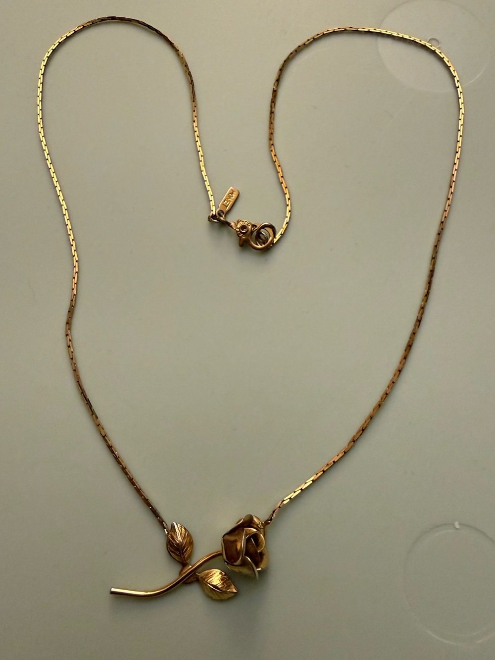 Vintage Monet 3D Gold Rose Pendant Necklace